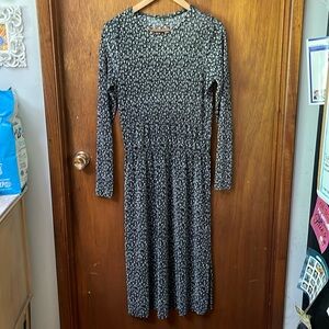 Zara micropleat floral long sleeve midi dress